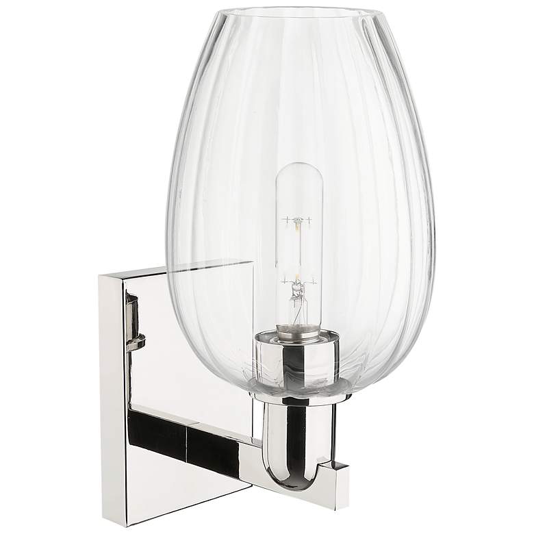 Image 2 Preston 13.5" High Polished Nickel Wall Sconce With Flute Clear Shade more views