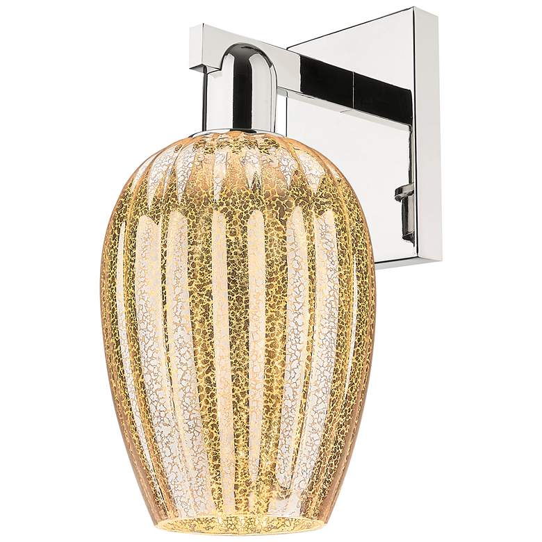 Image 1 Preston 13.5" High Polished Nickel Wall Sconce With Mercury Flute Shade