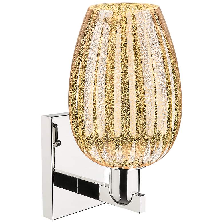 Image 2 Preston 13.5" High Polished Nickel Wall Sconce With Mercury Flute Shade more views