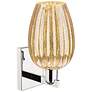 2_Preston 13.5" High Polished Nickel Wall Sconce With Mercury Flute Shade more views