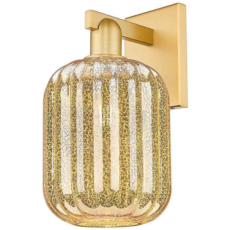 Image 1 Preston 13.5" High Satin Gold Wall Sconce With Mercury Jar Shade