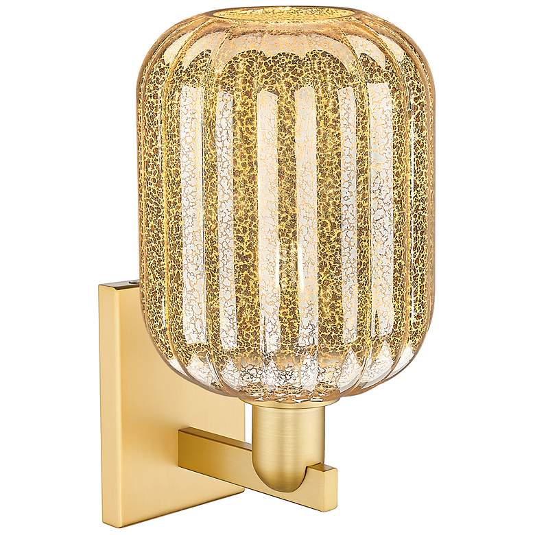 Image 2 Preston 13.5" High Satin Gold Wall Sconce With Mercury Jar Shade more views