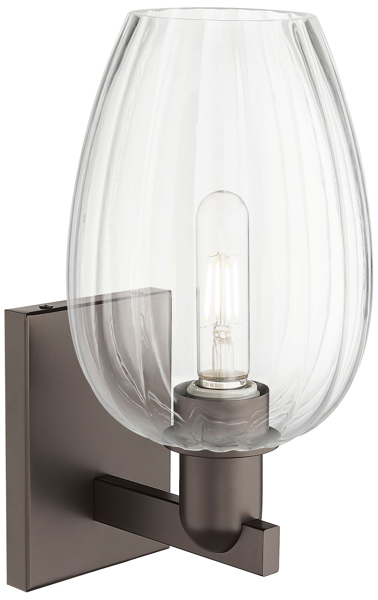 Image 2 Preston 13.5" High Oil Rubbed Bronze Wall Sconce With Flute Clear Shad more views