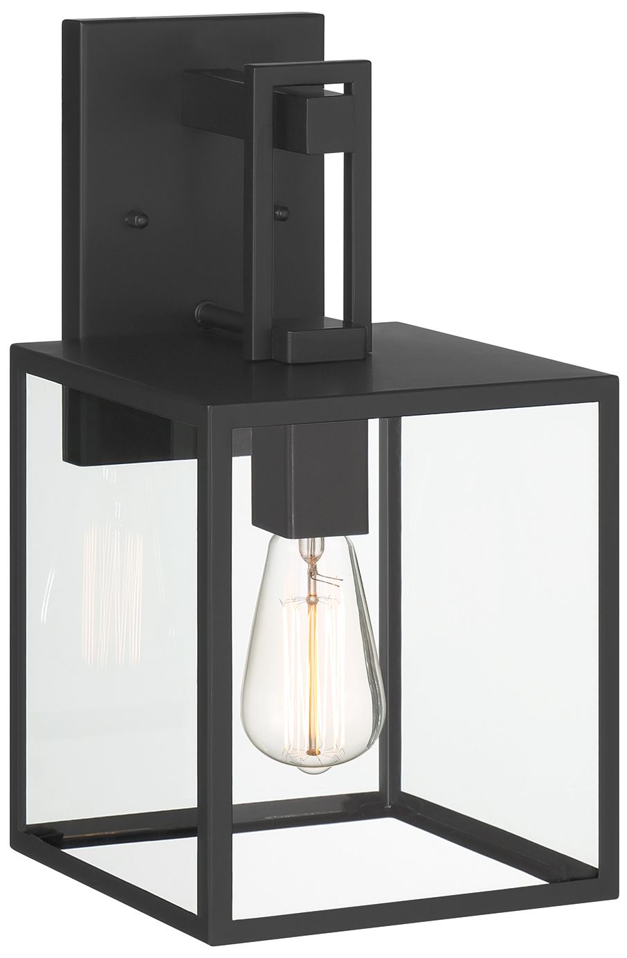 Image 4 Preston 14.75 in. 1-Light Matte Black Modern Outdoor Wall Lantern more views