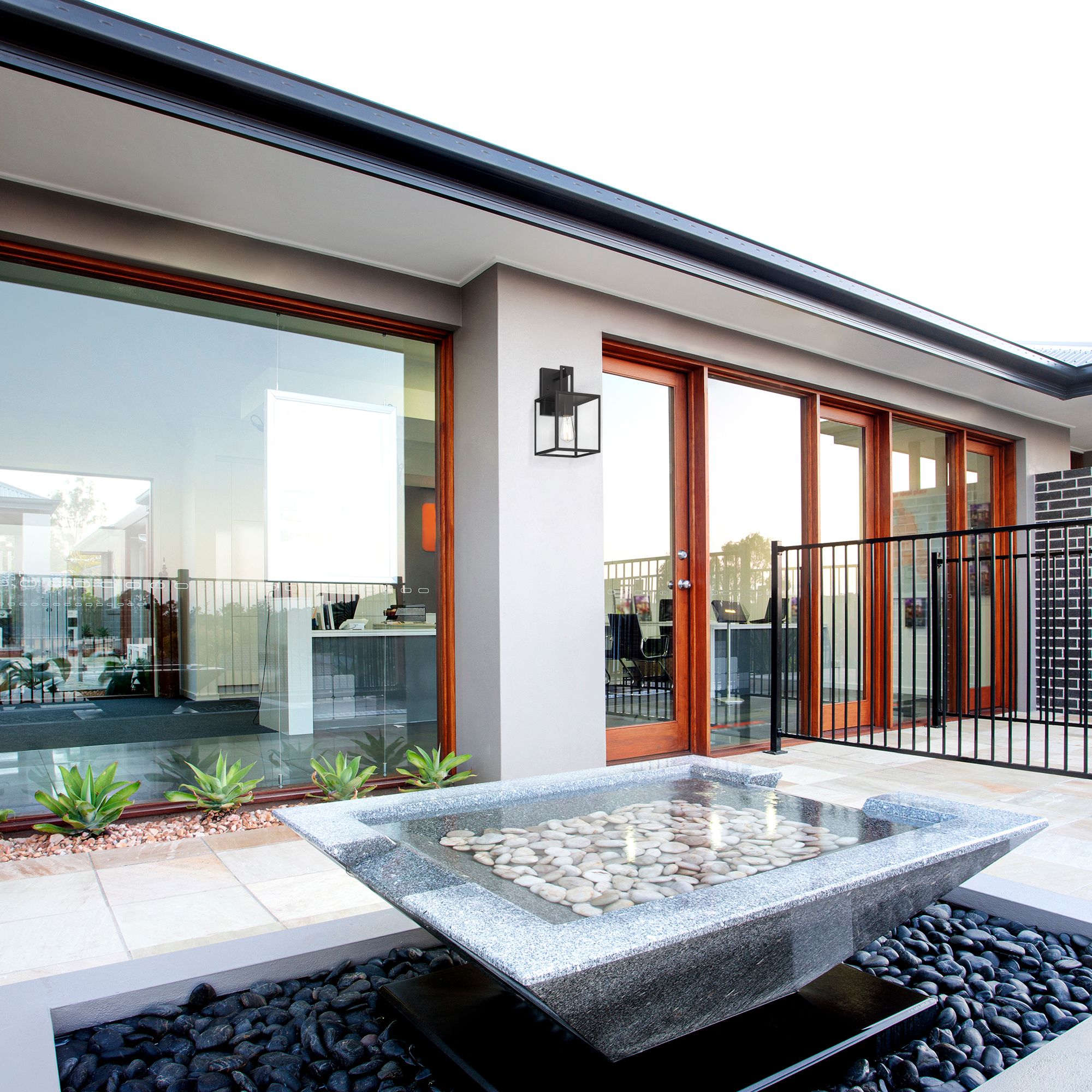 Image 5 Preston 14.75 in. 1-Light Matte Black Modern Outdoor Wall Lantern more views