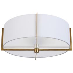 Preston 15" Wide Aged Brass Drum Ceiling Light