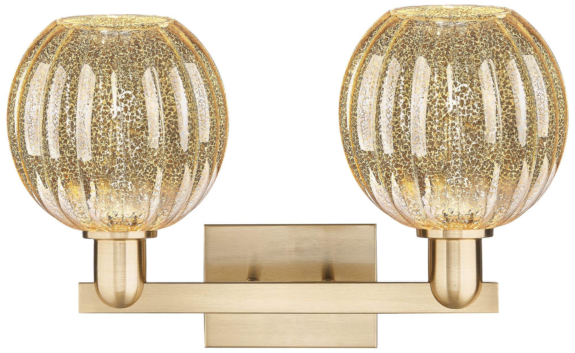 Image 2 Preston 16"W 2 Light Champagne Bath Light With Mercury Globe Shade more views