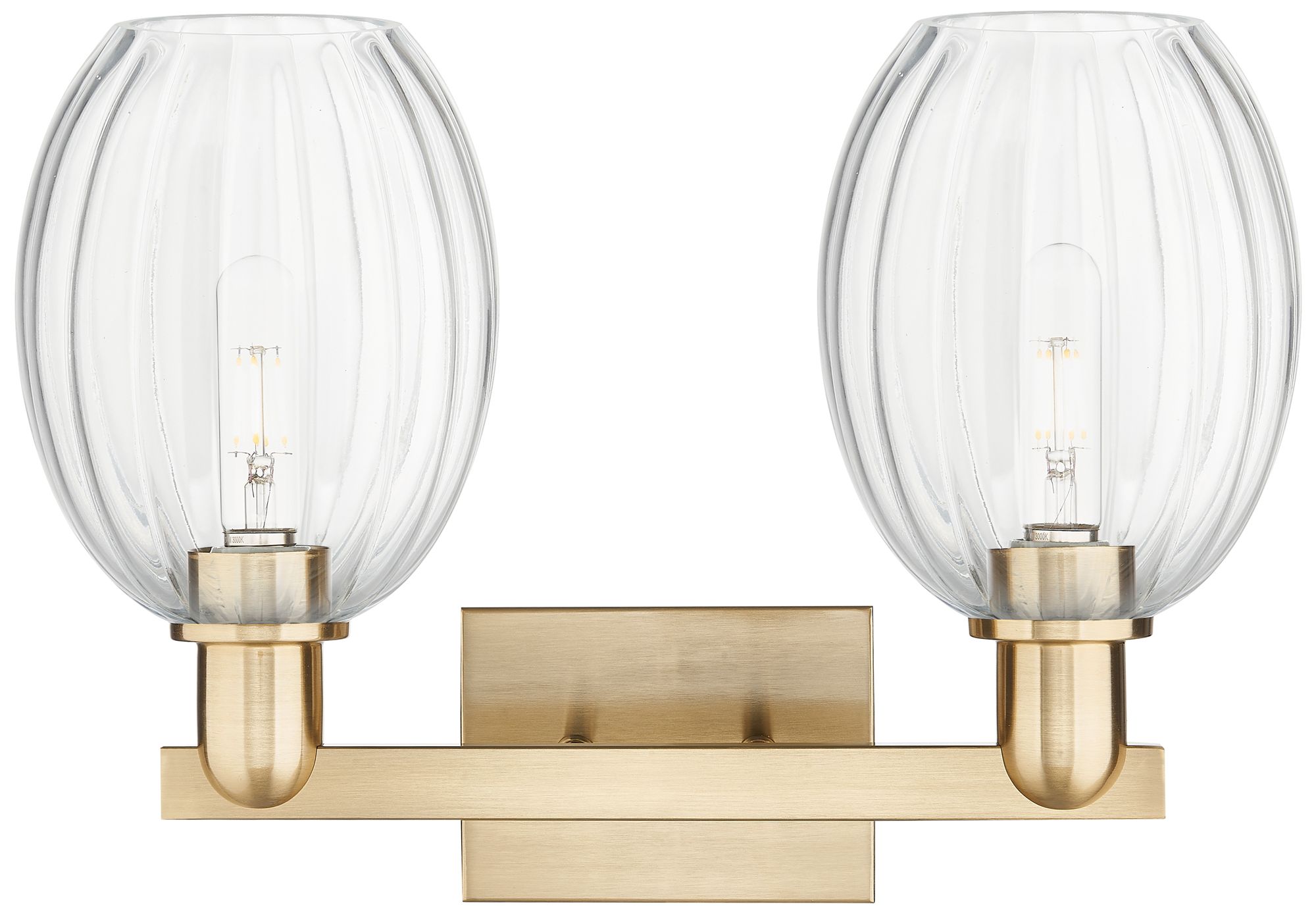 Image 2 Preston 16"W 2 Light Champagne Bronze Bath Light With Bell Clear Shade more views