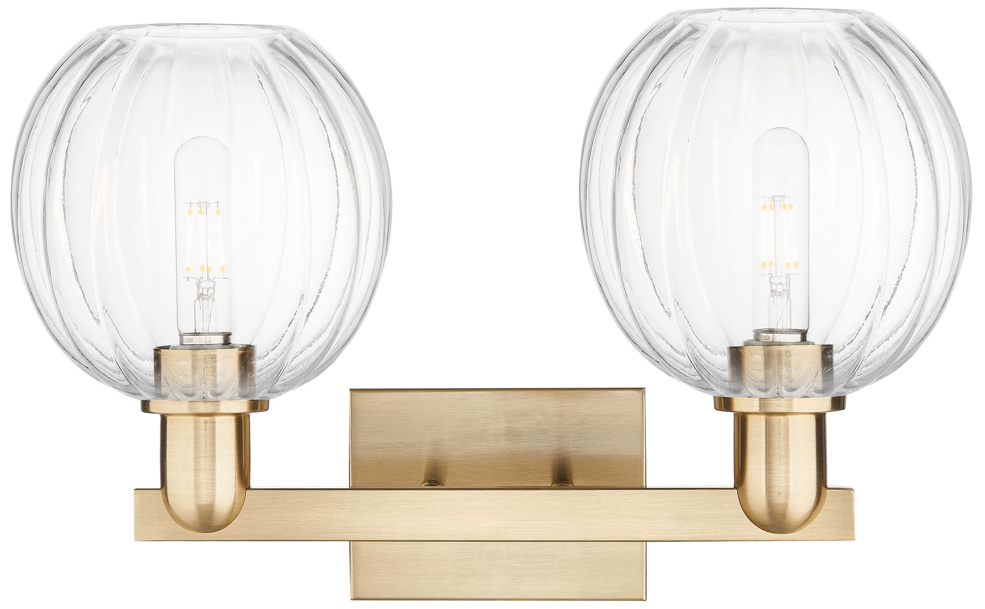 Image 2 Preston 16"W 2 Light Champagne Bronze Bath Light With Clear Globe Shad more views