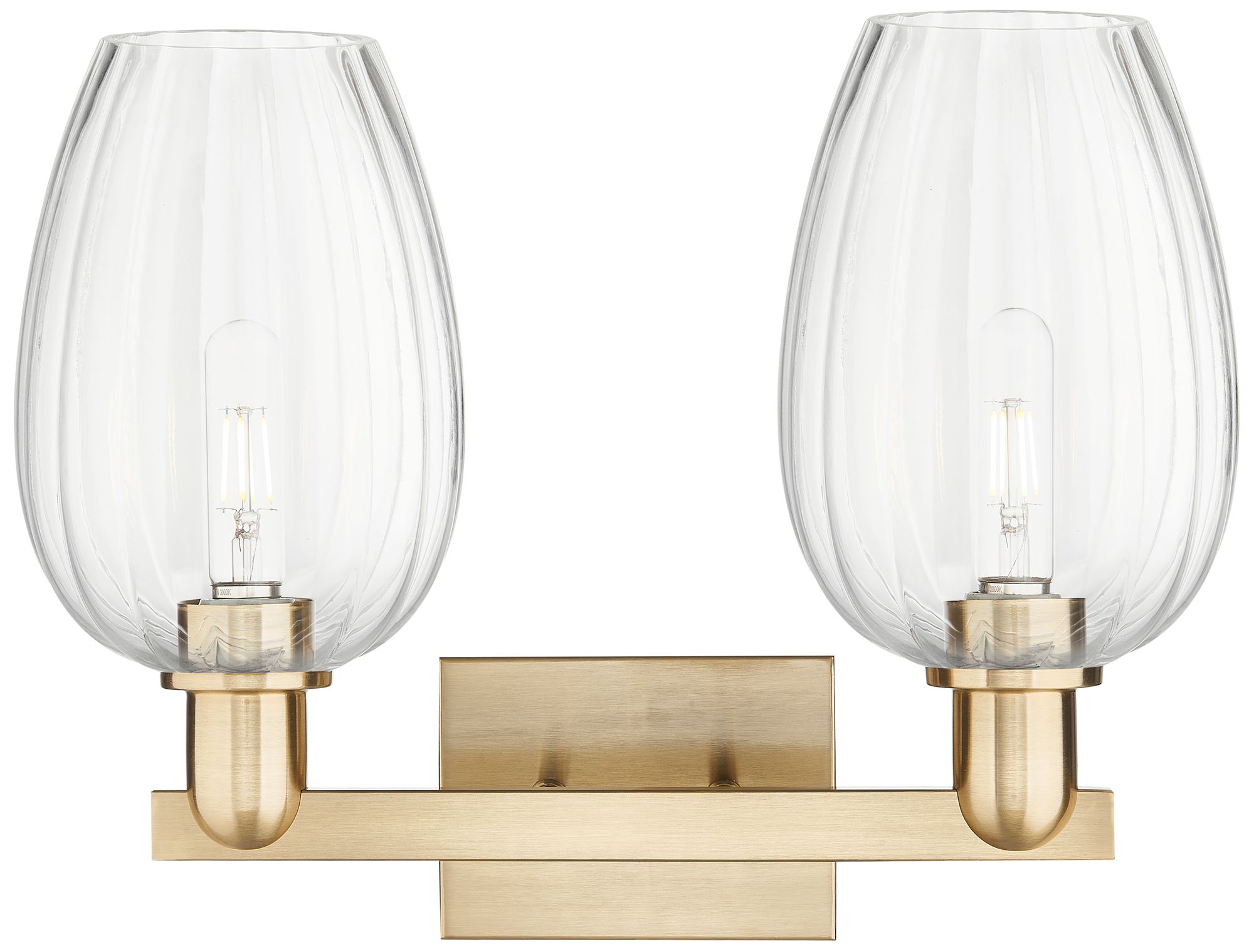 Image 2 Preston 16"W 2 Light Champagne Bronze Bath Light With Flute Clear Shad more views