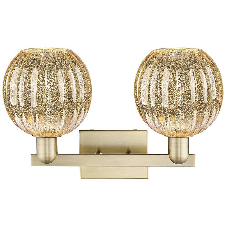 Image 2 Preston 16"W 2 Light Antique Brass Bath Light w/ Globe Mercury Shade more views