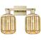 Preston 16"W 2 Light Antique Brass Bath Light With Mercury Jar Shade