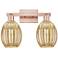 Preston 16"W 2 Light Antique Copper Bath Light With Bell Mercury Shade