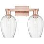 1_Preston 16"W 2 Light Antique Copper Bath Light With Clear Flute Shade