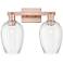 Preston 16"W 2 Light Antique Copper Bath Light With Clear Flute Shade