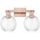 Preston 16"W 2 Light Antique Copper Bath Light With Clear Globe Shade