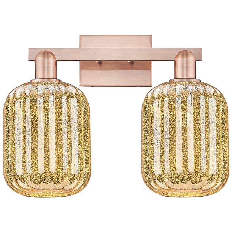 Image 1 Preston 16"W 2 Light Antique Copper Bath Light With Mercury Jar Shade