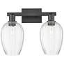 1_Preston 16"W 2 Light Black Bath Vanity Light With Flute Clear Shade