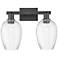 Preston 16"W 2 Light Black Bath Vanity Light With Flute Clear Shade