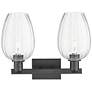 2_Preston 16"W 2 Light Black Bath Vanity Light With Flute Clear Shade more views