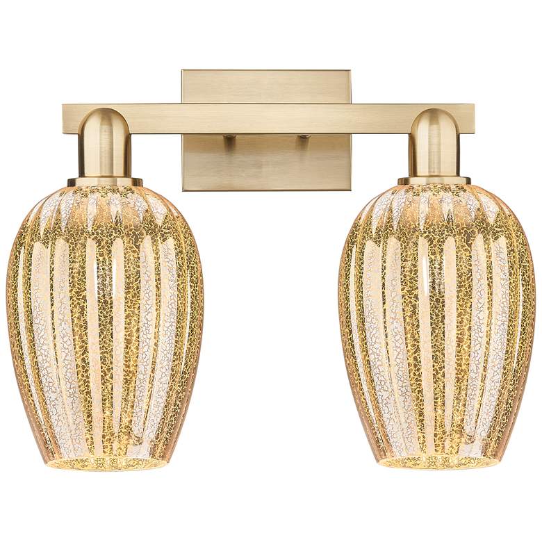 Image 1 Preston 16"W 2 Light Bronze Bath Vanity Light With Flute Mercury Shade