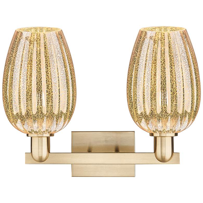 Image 2 Preston 16"W 2 Light Bronze Bath Vanity Light With Flute Mercury Shade more views