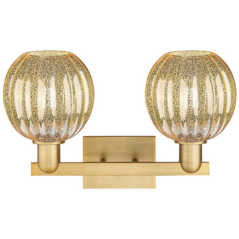 Image 2 Preston 16"W 2 Light Brushed Brass Bath Light w/ Globe Mercury Shade more views