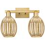 Preston 16"W 2 Light Brushed Brass Bath Light With Bell Mercury Shade
