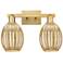 Preston 16"W 2 Light Brushed Brass Bath Light With Bell Mercury Shade