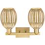 Preston 16"W 2 Light Brushed Brass Bath Light With Bell Mercury Shade