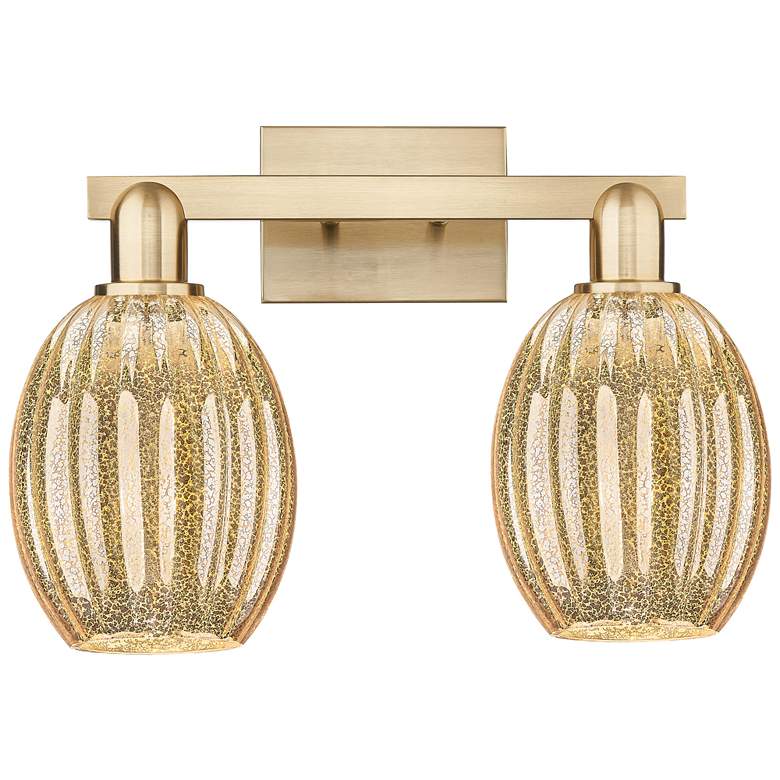 Image 1 Preston 16"W 2 Light Champagne Bath Light With Bell Mercury Shade