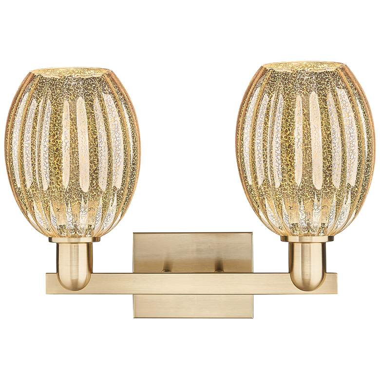 Image 2 Preston 16"W 2 Light Champagne Bath Light With Bell Mercury Shade more views