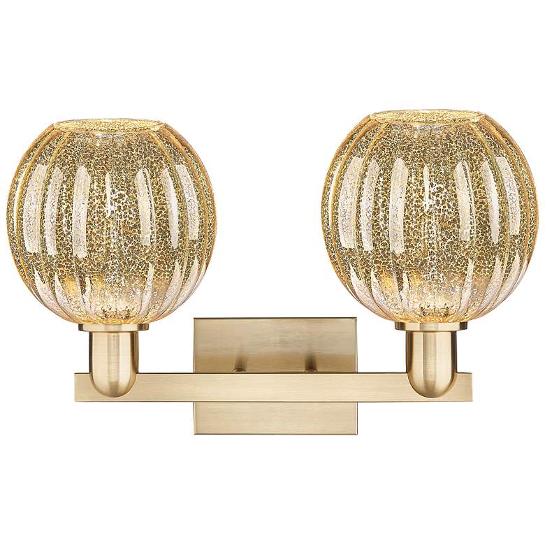 Image 2 Preston 16"W 2 Light Champagne Bath Light With Mercury Globe Shade more views