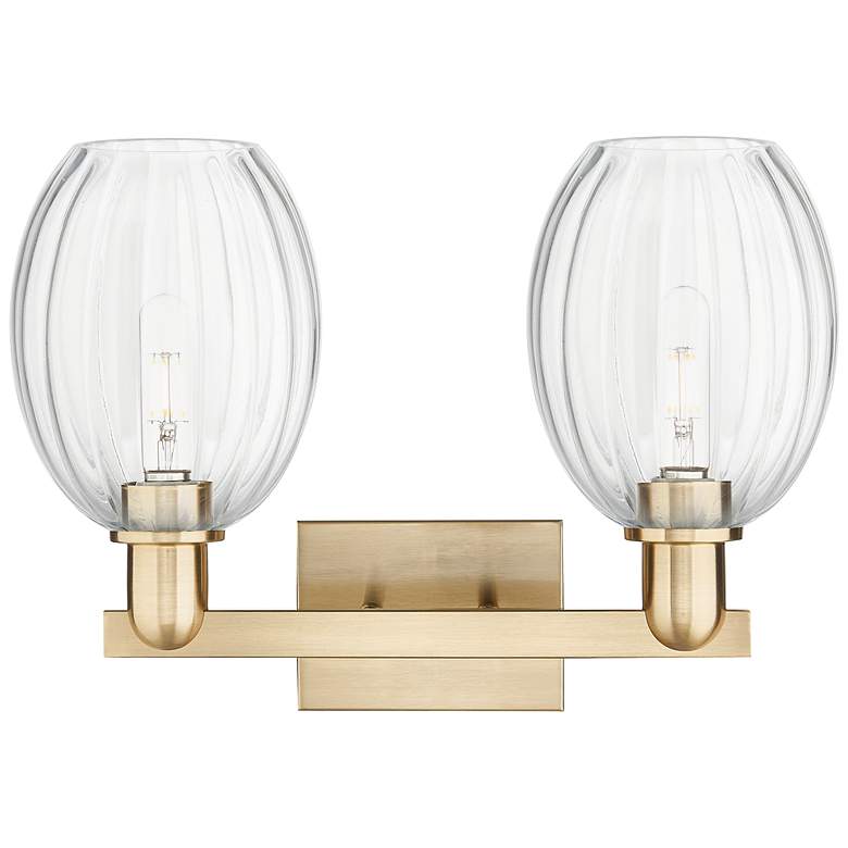 Image 2 Preston 16"W 2 Light Champagne Bronze Bath Light With Bell Clear Shade more views