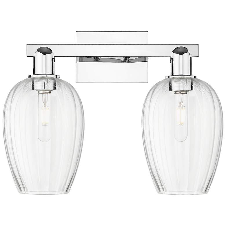 Image 1 Preston 16"W 2 Light Chrome Bath Vanity Light With Flute Clear Shade