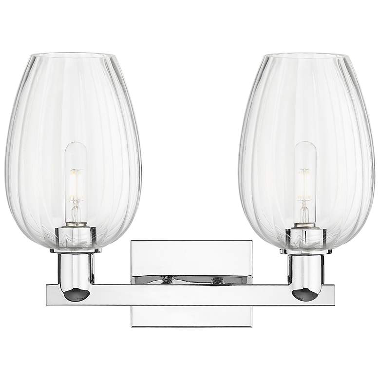 Image 2 Preston 16"W 2 Light Chrome Bath Vanity Light With Flute Clear Shade more views