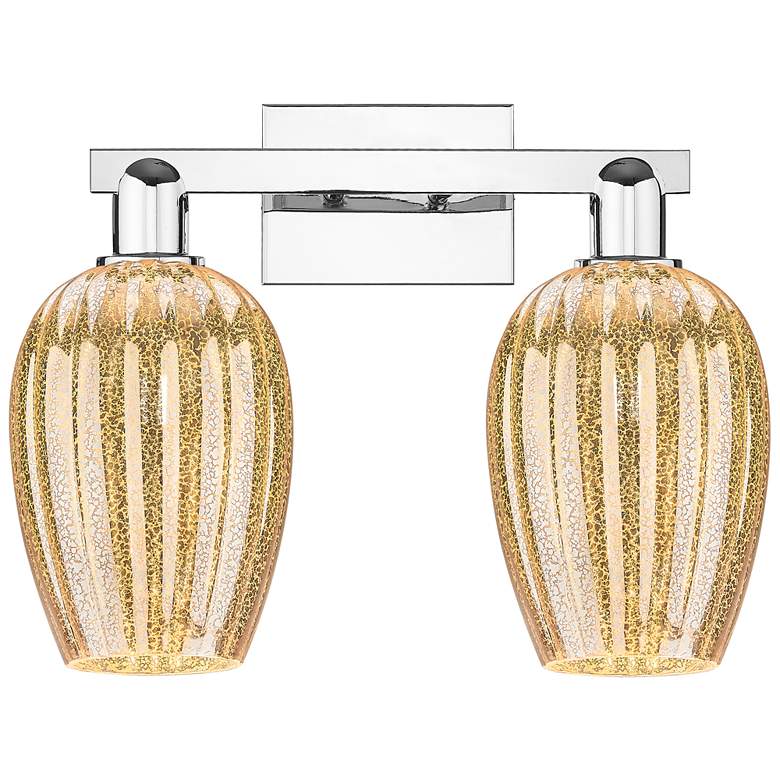 Image 1 Preston 16"W 2 Light Chrome Bath Vanity Light With Flute Mercury Shade