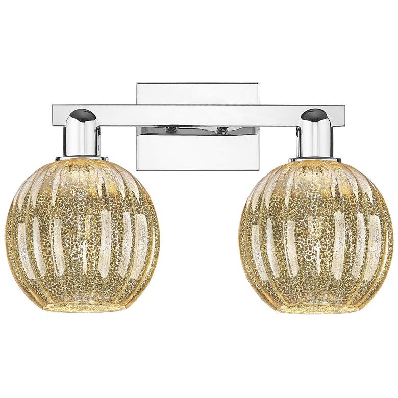 Image 1 Preston 16"W 2 Light Chrome Bath Vanity Light With Globe Mercury Shade