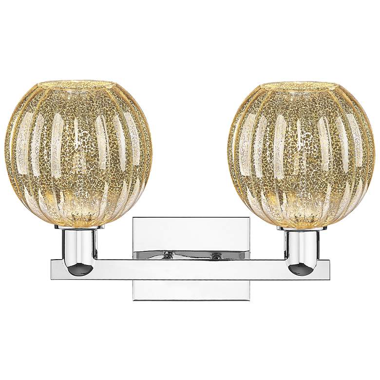Image 2 Preston 16"W 2 Light Chrome Bath Vanity Light With Globe Mercury Shade more views