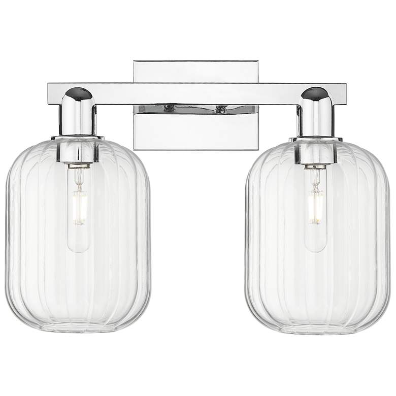 Image 1 Preston 16"W 2 Light Chrome Bath Vanity Light With Jar Clear Shade