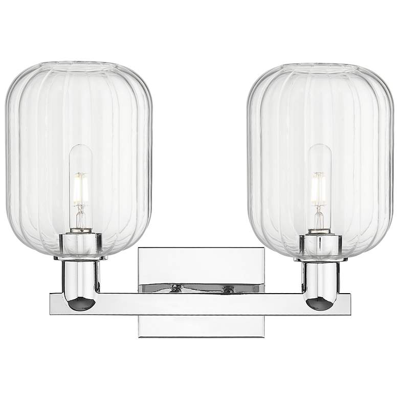 Image 2 Preston 16"W 2 Light Chrome Bath Vanity Light With Jar Clear Shade more views