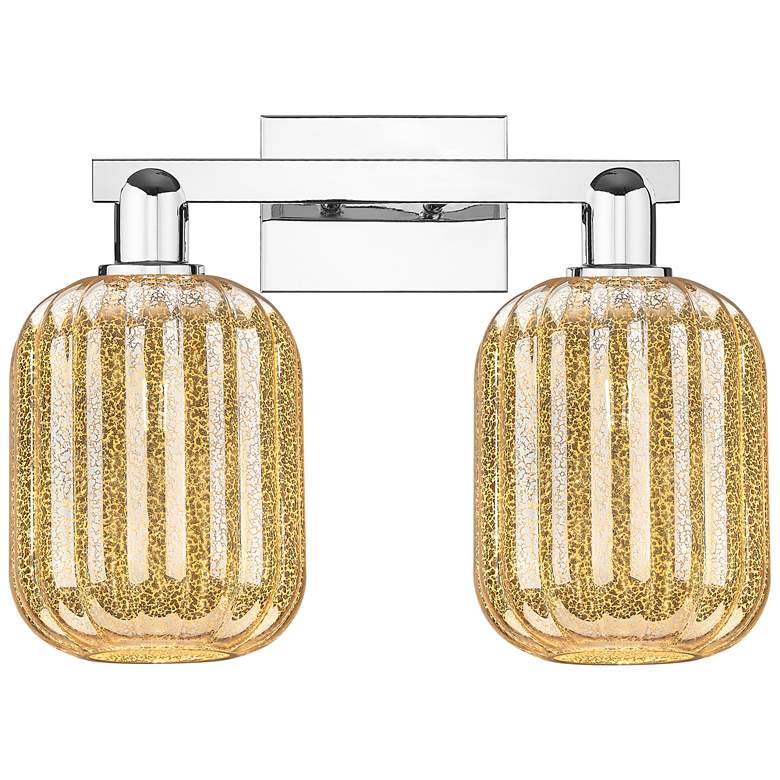 Image 1 Preston 16"W 2 Light Chrome Bath Vanity Light With Jar Mercury Shade