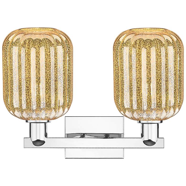 Image 2 Preston 16"W 2 Light Chrome Bath Vanity Light With Jar Mercury Shade more views