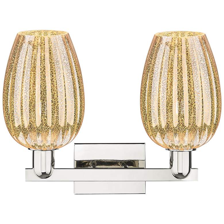 Image 2 Preston 16"W 2 Light Nickel Bath Vanity Light With Flute Mercury Shade more views