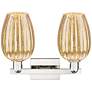2_Preston 16"W 2 Light Nickel Bath Vanity Light With Flute Mercury Shade more views