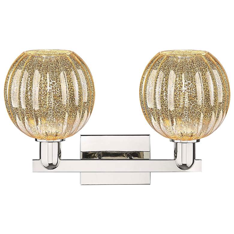 Image 2 Preston 16"W 2 Light Nickel Bath Vanity Light With Globe Mercury Shade more views
