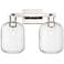 Preston 16"W 2 Light Nickel Bath Vanity Light With Jar Clear Shade