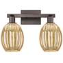 1_Preston 16"W 2 Light Oil Rubbed Bronze Bath Light w/ Bell Mercury Shade