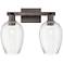 Preston 16"W 2 Light Oil Rubbed Bronze Bath Light w/ Flute Clear Shade