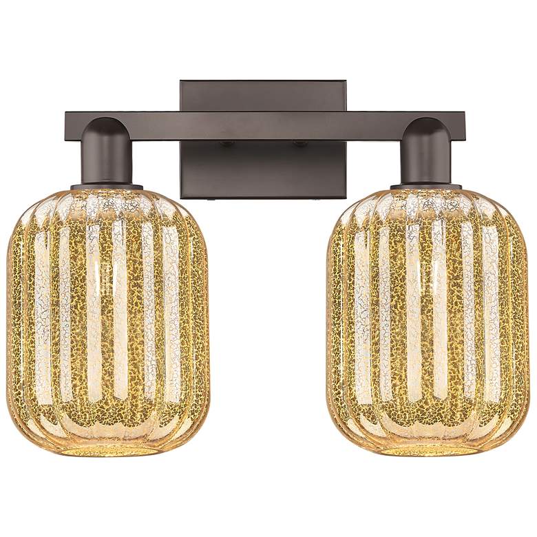 Image 1 Preston 16"W 2 Light Oil Rubbed Bronze Bath Light w/ Mercury Jar Shade